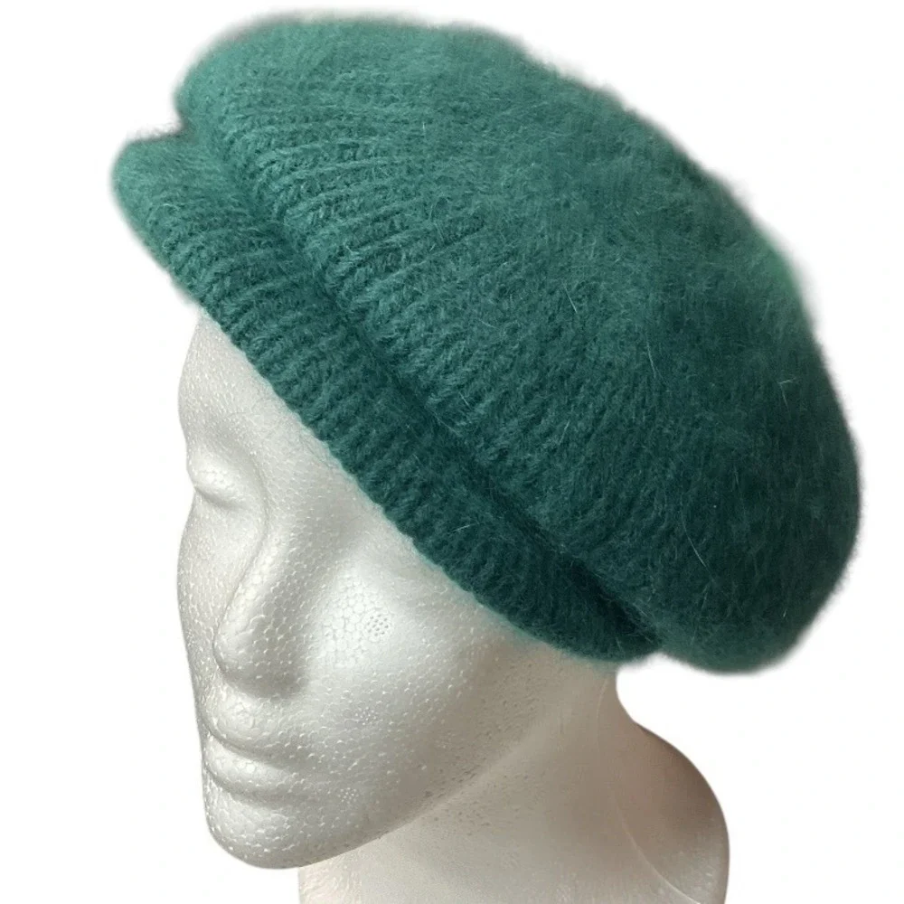 Vintage Italian‎ Unbranded Unisex Dark Green Wool Blend Trendy Beret Hat OS
